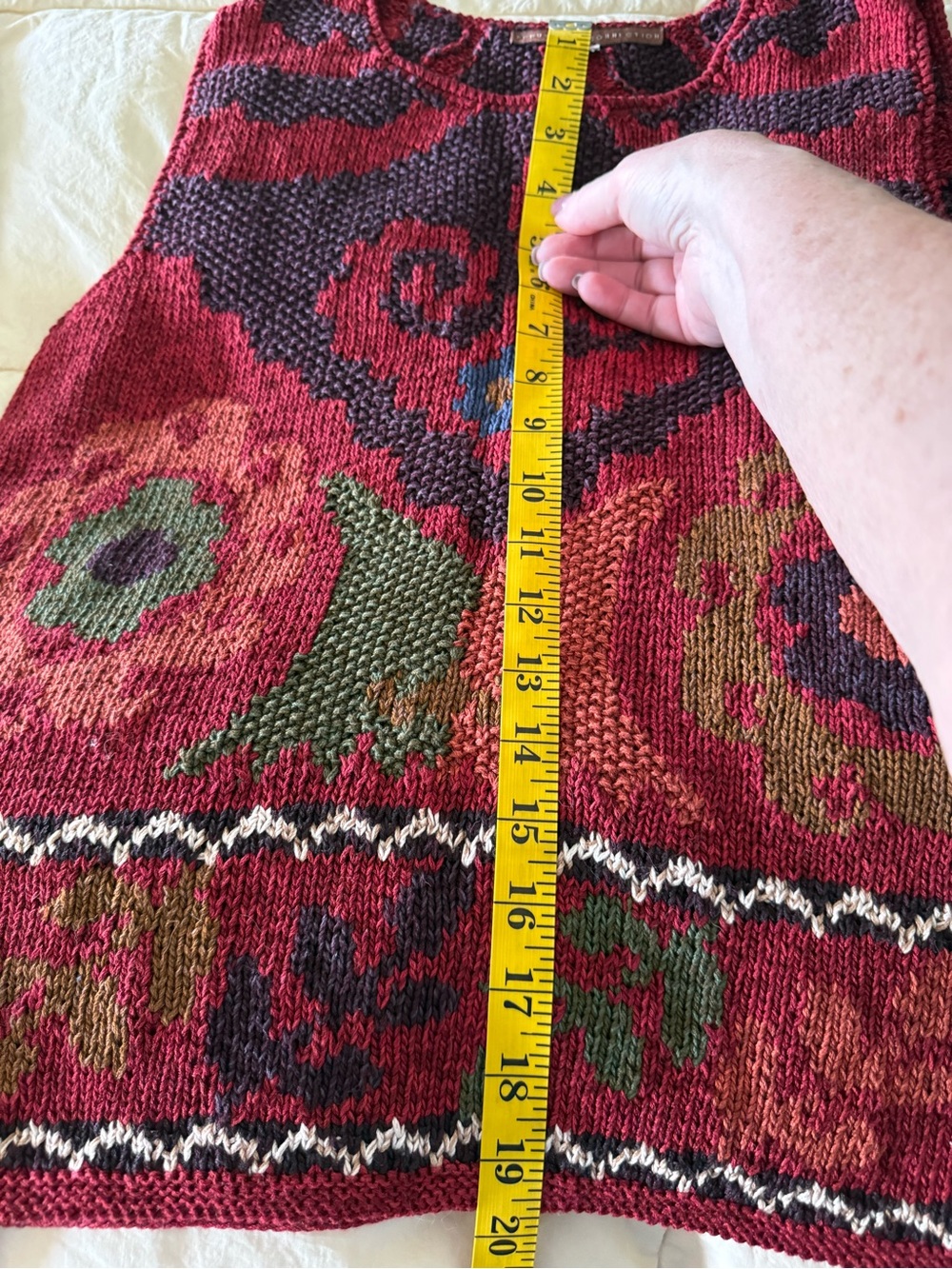 Peruvian Connection Red Multicolor Patterned V-Neck Sweater Vest - Picture 9 of 9